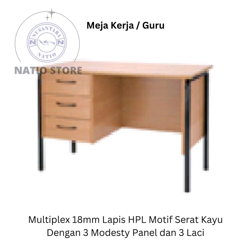 

Meja Kerja / Meja Guru Sekolah & Universitas HPL Motif Serat Kayu