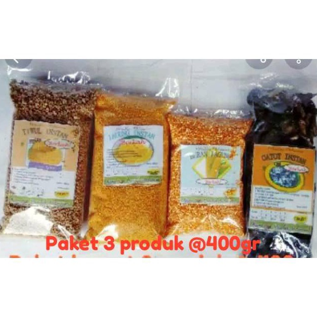 

Special Edition.. Paket hemat 3 produk/tiwul /gatot instan/beras jagung/nasi jagung/tepung gaplek BPT