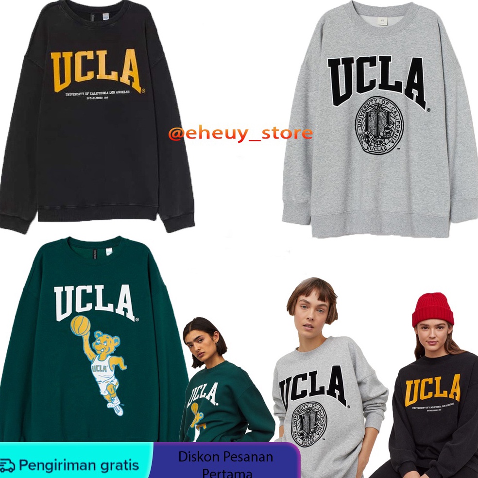 TERLARIS Crewneck H*M Ucla Original Crewneck UCLA HnM Sweater ucla hitam hijau abu abu crewneck ucla