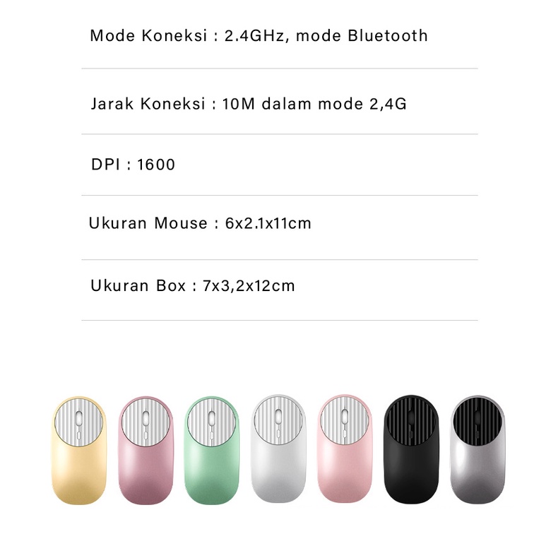 Mouse Bluetooth Rechargeable Wireless Two-Tone Mouse Ultra-thin 1600 DPI Silent Click