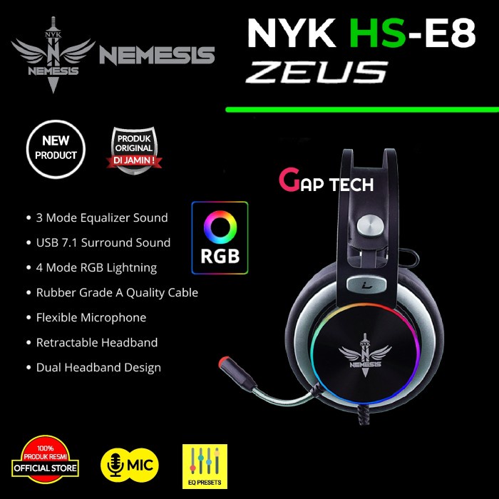 NYK NEMESIS ZEUS RGB Gaming 7.1 Surround Sound Headset Original