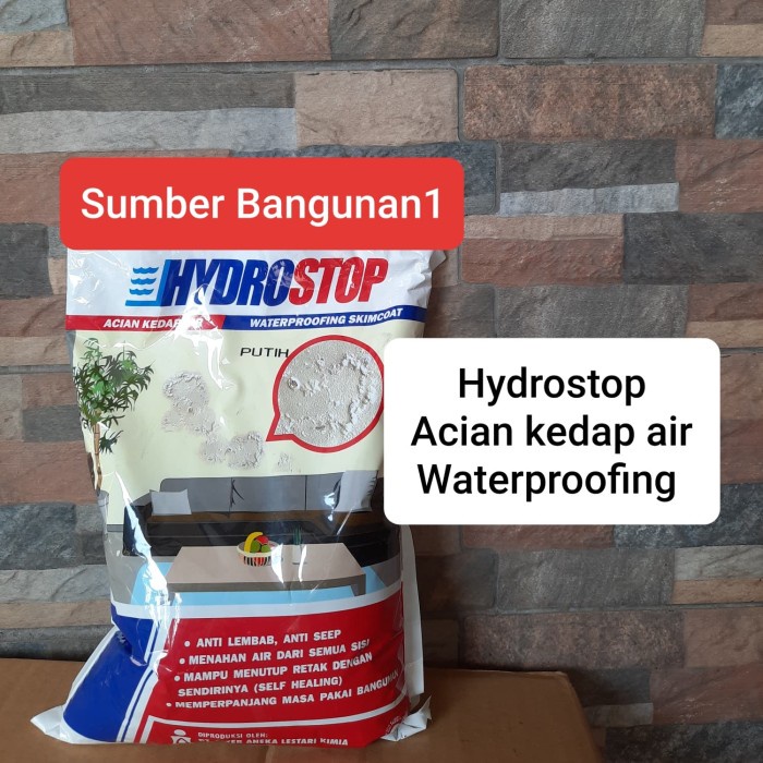 Hydrostop Acian Kedap Air Putih Waterproofing Skimcoat Semen Acian 018