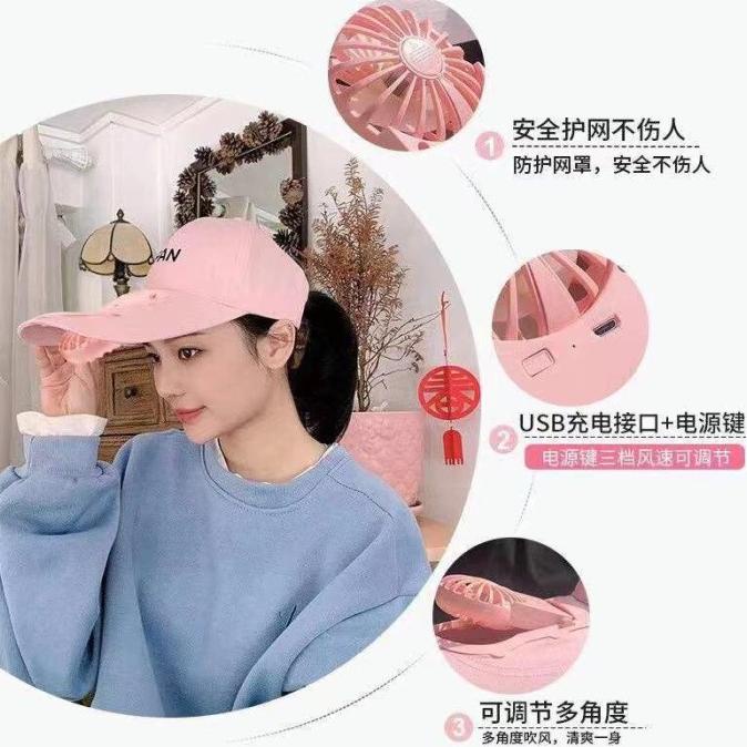 Topi Anti Gerah/Travel/Jogging dengan Kipas Angin Mini