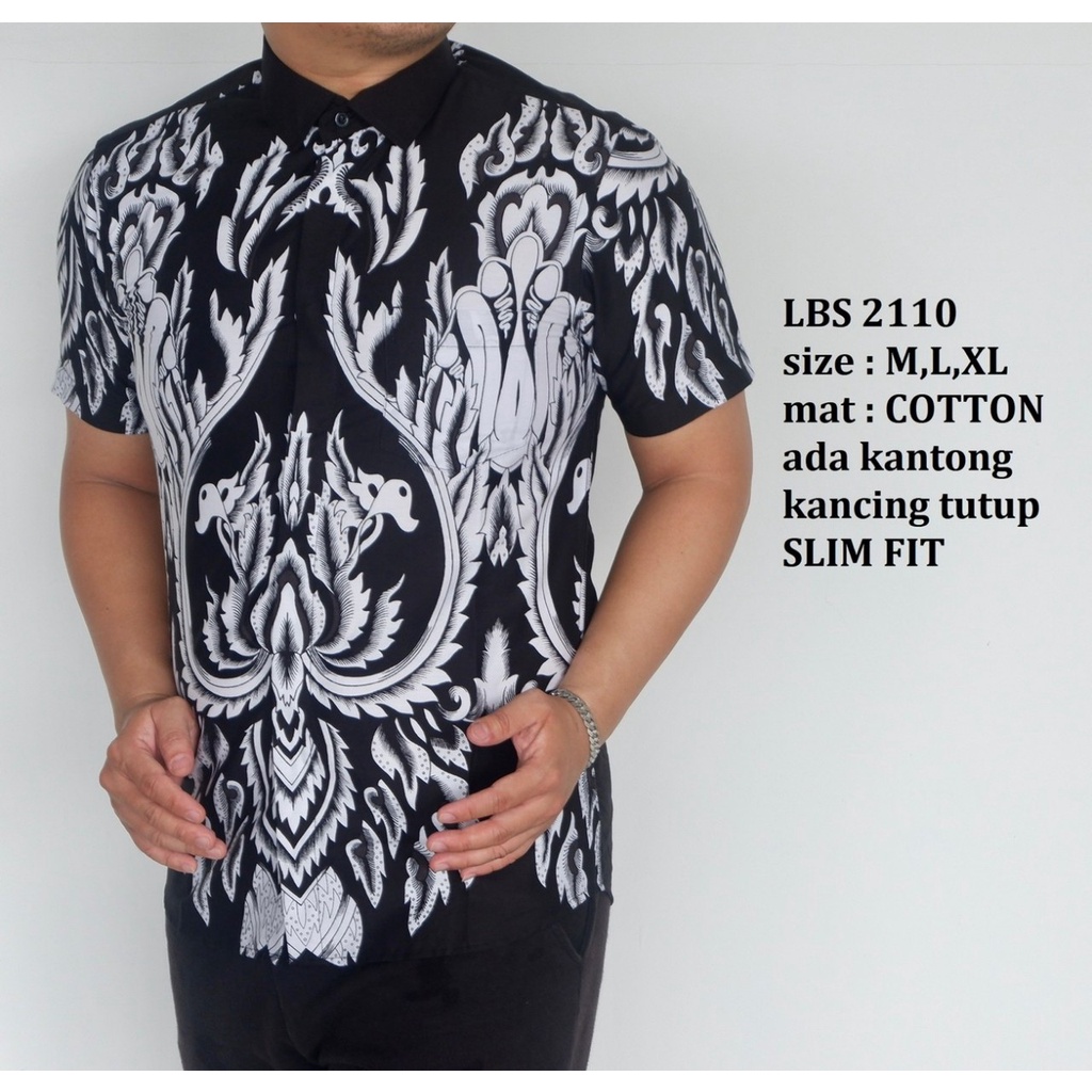 Baju Batik Pria Slimfit Kemeja Lengan Pendek Hem Slim Fit LBS 2110