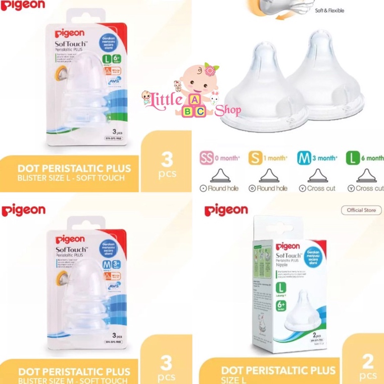 TERBARU Pigeon Nipple Wide Neck Peristaltic Plus Nipple / pigeon Dot peristaltic plus nipple / Pigeo