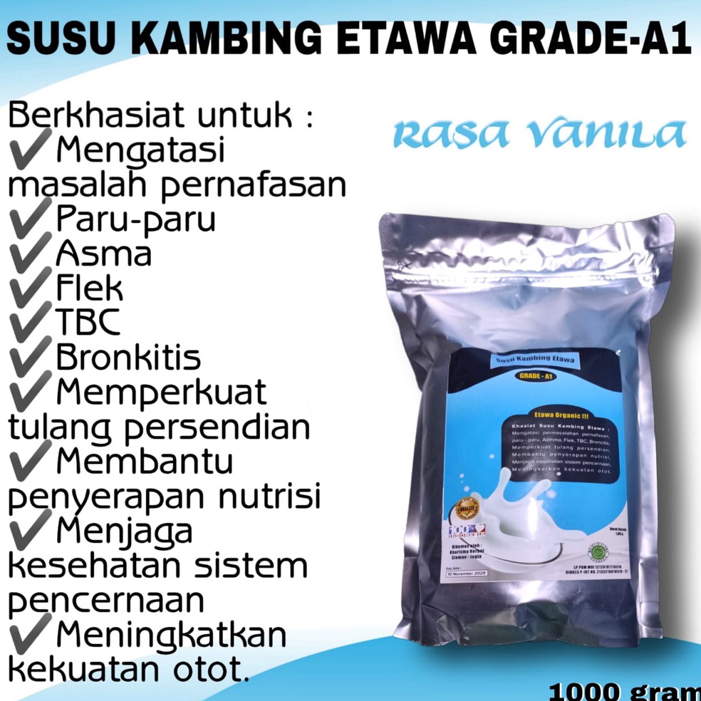 

Model baru SUSU KAMBING ETAWA GRADE A1 1000GR/1KG ORIGINAL HYI