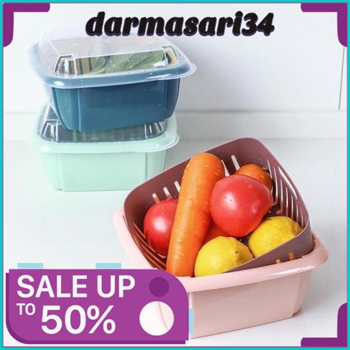 KERANJANG TIRIS BASKOM SARING CUCI SAYUR BUAH + TUTUP BASKET LID CUCI GUDANG