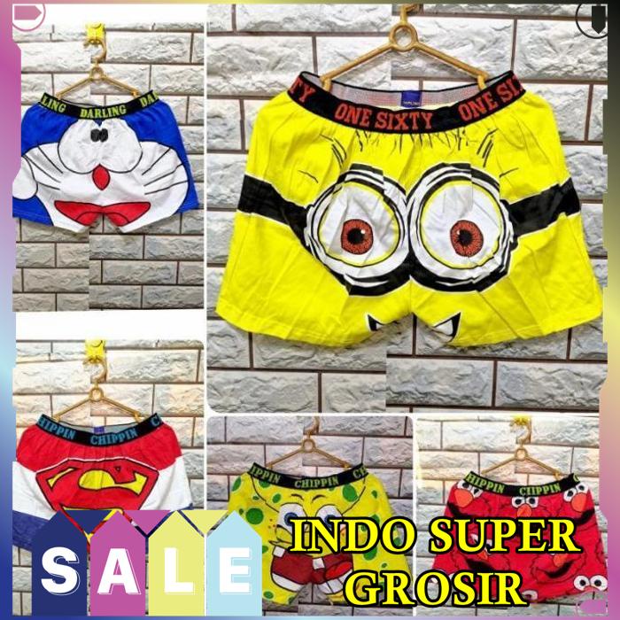 BOXER DORAEMON BOXER SPONGEBOB BOXER MINION BOXER MOTIF CELANA PENDEK HIGHT CLASS 