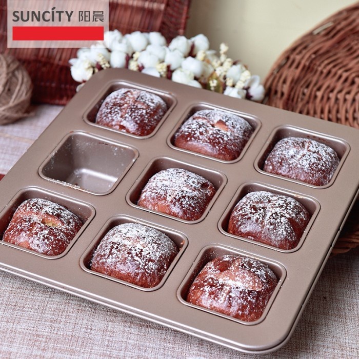 

Suncity Mini Brownie Pan 9 Cups / Loyang Cake Persegi - Gold