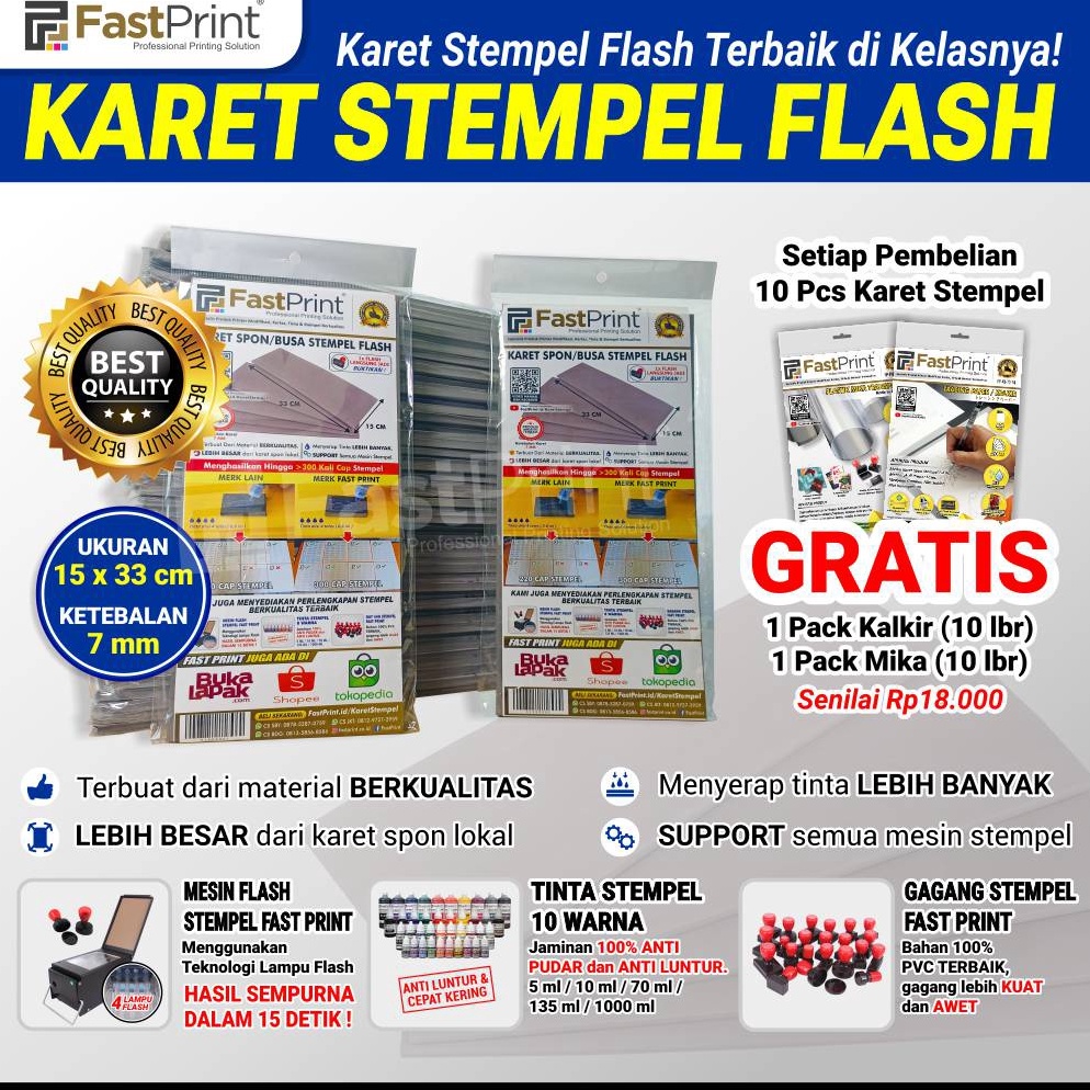 

Karet Spon/Busa Stempel Flash Warna 15 x 33 CM 80