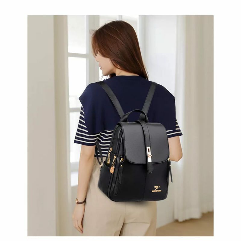 Tas Backpack Ransel Wanita Leather PU Kulit