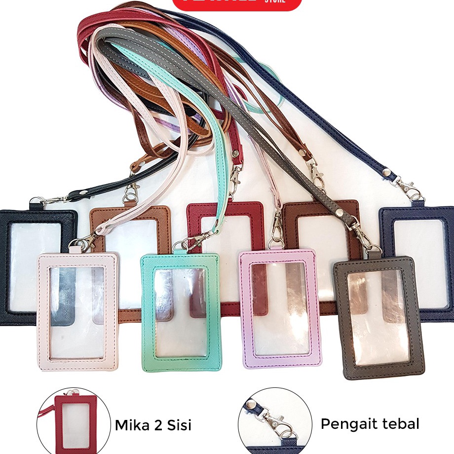 

SGR.23Jn23н– ID Card Holder Plastik Name Tag Mika ID Card Lanyard Kulit Dua Sisi Transparan Termurah PU Leather