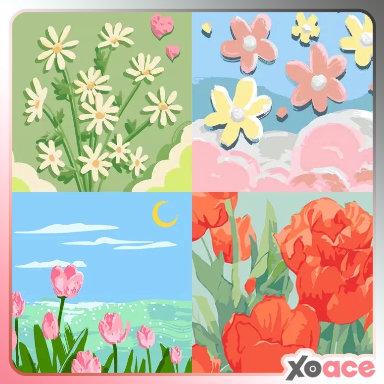 

JO52AG33 Canvas Paint By Number Painting By Numbers Kit Digital Oil Painting DIY Lukisan 20 x 20 Seri Flower 47