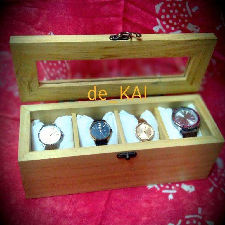 Limited Kotak Jam Tangan Kayu Isi 4 / Box Jam Tangan Kayu Jati Belanda 4 Slot