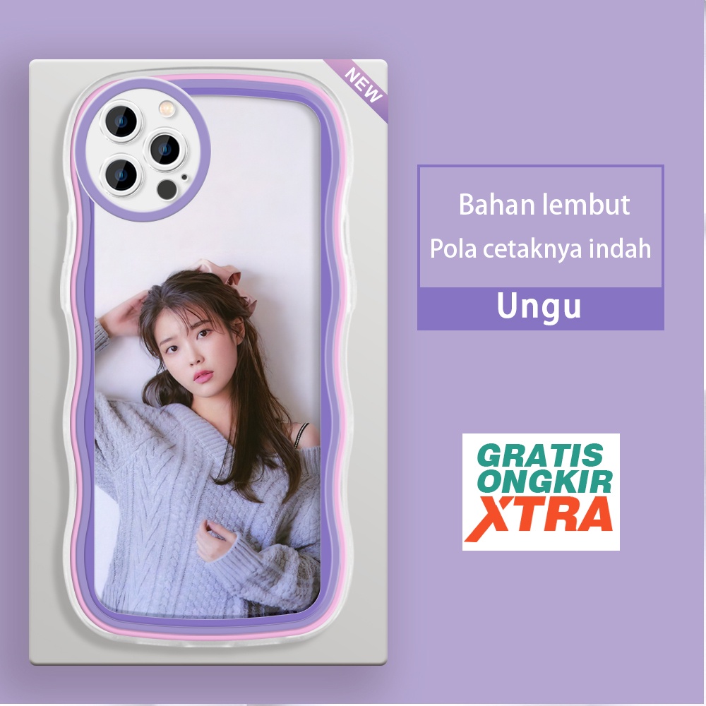 Mulia Apple iPhone 12 13 14 Plus Mini Pro Max Casing Ponsel Pola Lee Ji Eun （IU） warna-warni gelomba