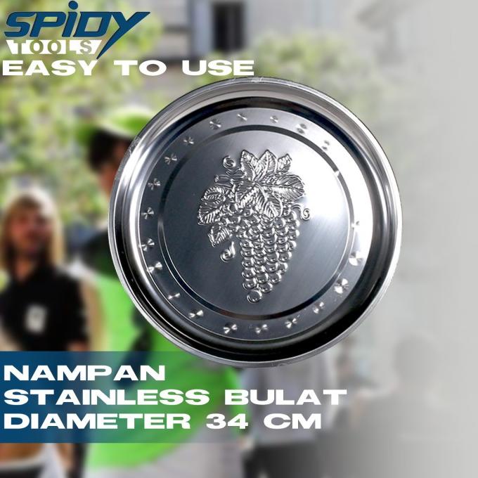 Update Nampan Bulat 34cm Stainless Steel Baki Makanan Minuman Food Tray msto79 Ayo Order