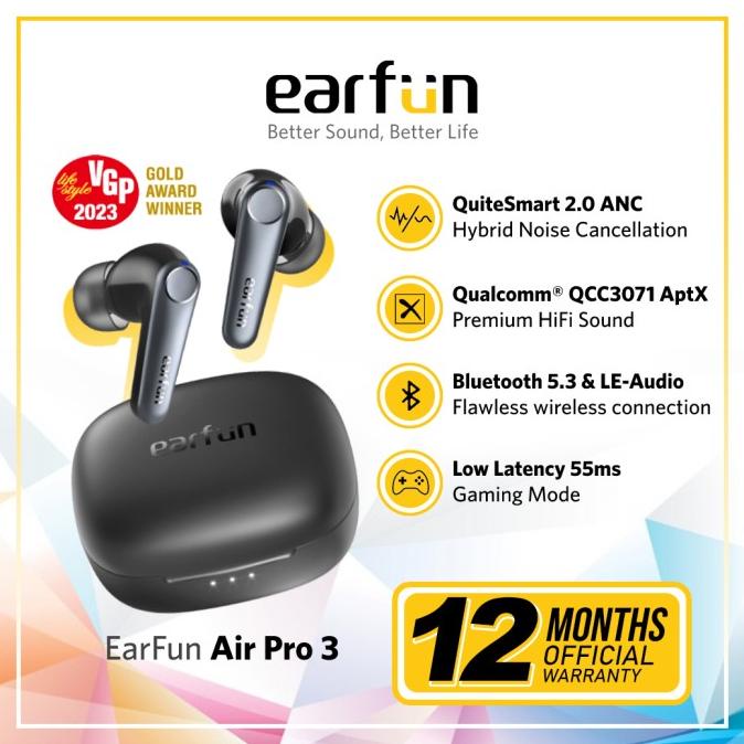 Best Seller EarFun Air Pro 3 - The world's 1st LE-audio ANC true wireless earbuds