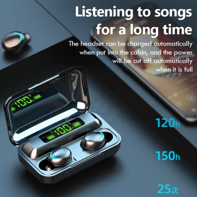 Best Seller Earphone Headset TWS F9-8 Fingerprint Bluetooth Powerbank Function TWS