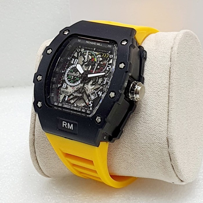 FLASH SALE PROMO JAM TANGAN PRIA RICHARD MILLE 4.8CM TALI RUBER KARET FREE BOX TERBARU