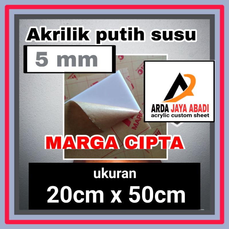 Akrilik 5mm putih susu 20 x 50 akrilik lembaran Acrylic white mika lembaran akrilik  termurah