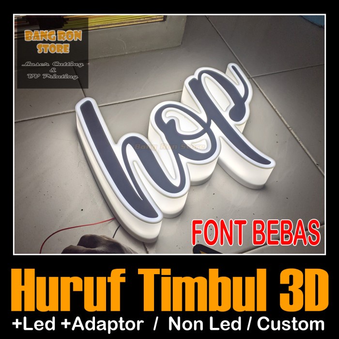 FLASH SALE!!! BANG RON STORE - HURUF TIMBUL - 3D - AKRILIK - LED - MENYALA TERMURAH