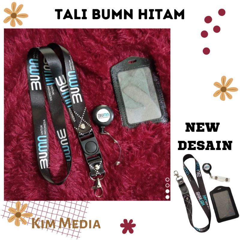 

TALI BUMN HITAM _ LANYARD BUMN HITAM_ TALI IDCARD BUMN HITAM PRINTING WATERPROFF GILA !!