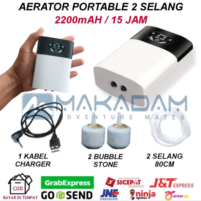 aerator pompa aquarium baterai charger umpan pancing hidup portable