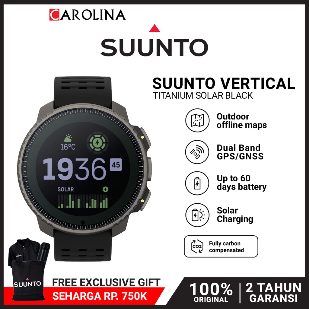 Jam tangan Pria SUUNTO SS050858000 Vertical Titanium Solar Black