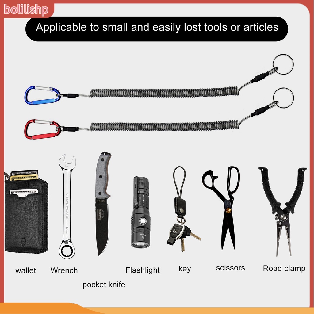 [Bolilishp] anti Hilang Tali Ditarik Dengan Gantungan Kunci Carabiner Tang Memancing Musim Semi Lilit Anti Maling Anti-Hilang Safety Lanyard Aksesoris Luar Ruangan