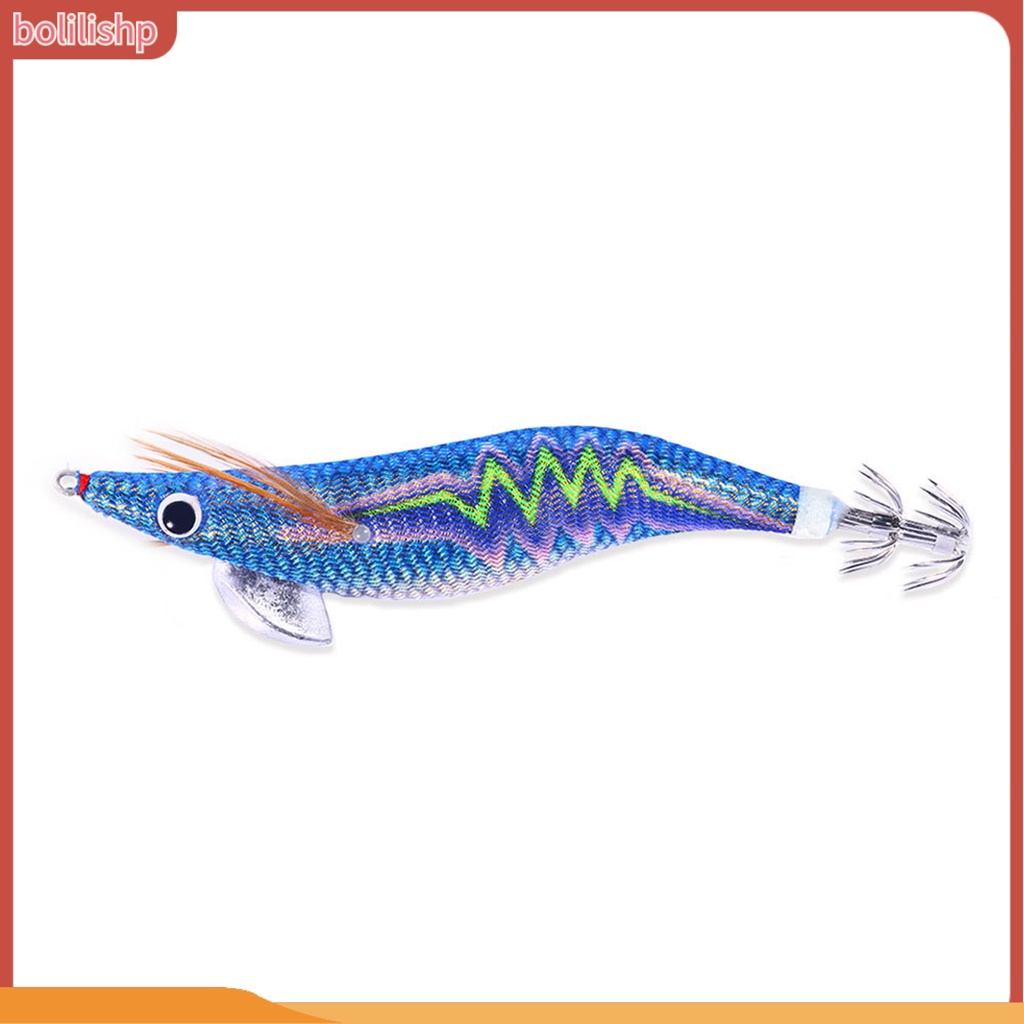 [Bolilishp] squid Hook Umpan Desain Simulasi Kait Tajam Bercahaya Angling Udang Kayu Berlampu Umpan Cumi Memancing Luar Ruangan