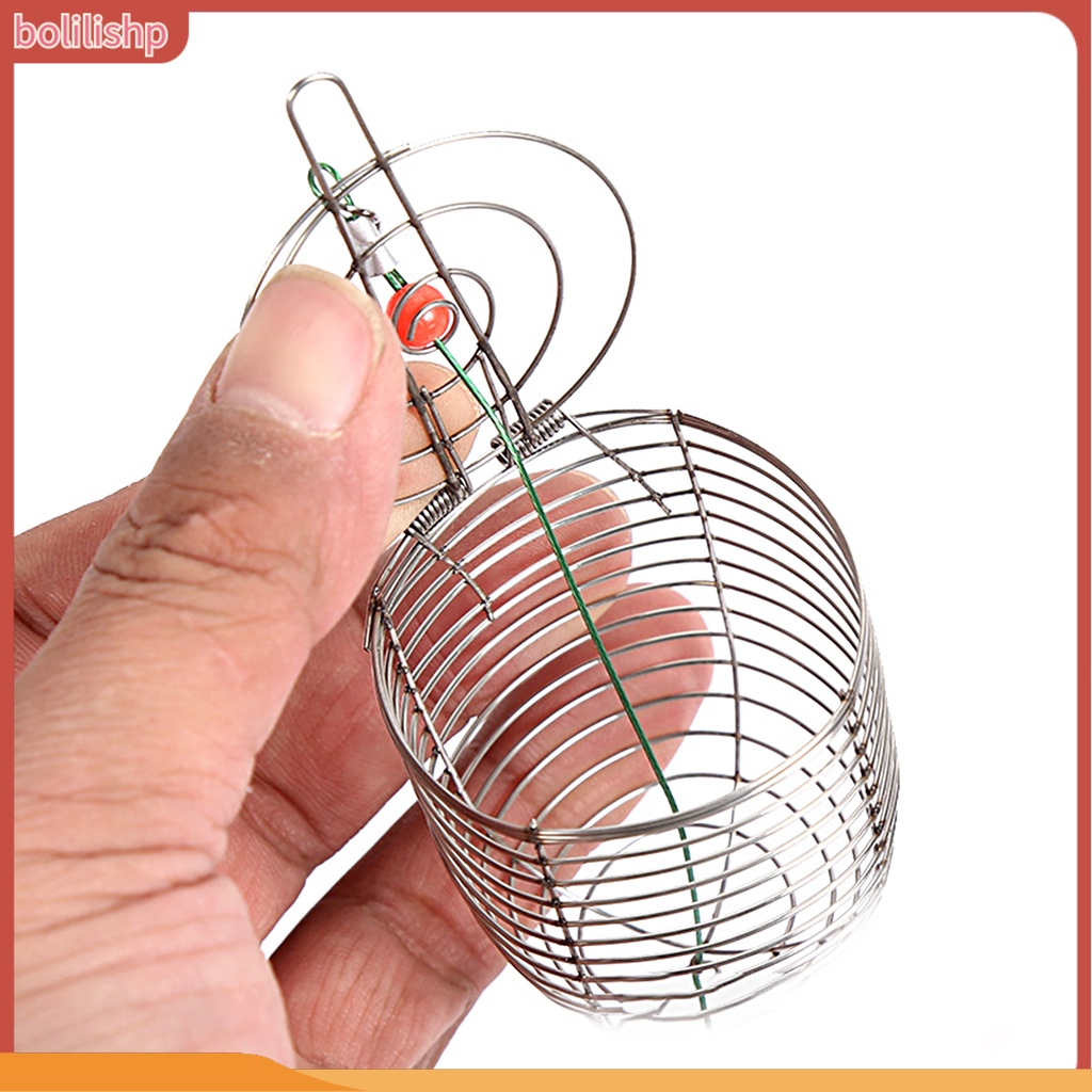 [Bolilishp] fishing Umpan Kandang Reusable Compact Size Tahan Karat Tahan Aus Dengan Musim Semi Meningkatkan Tingkat Memancing Stainless Steel Angling Lure Feeder Carp Fishing Tackle Cage Outdoor Fishing