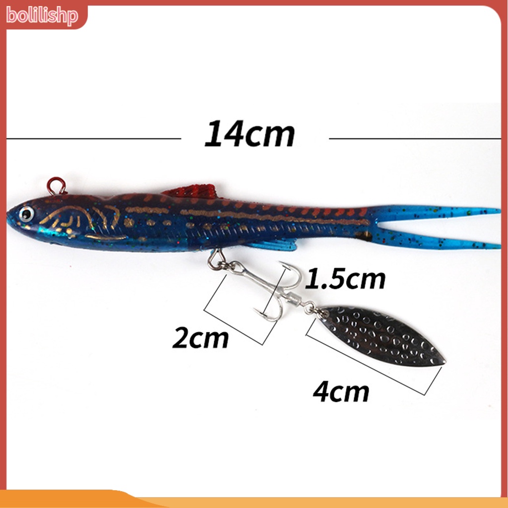 [Bolilishp] 28g 14cm Umpan Pancing Ekor Bercabang 3D Mata PVC Anti-deformation Fake Lure Untuk Memancing