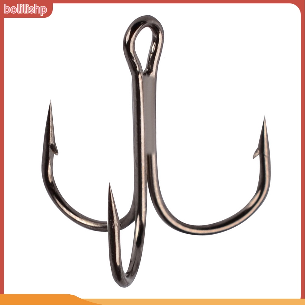 &lt;Bolilishp&gt; 50Pcs High-carbon Steel Crank Outdoor Fishing Lure Bait Triple Hooks Tackle Tool