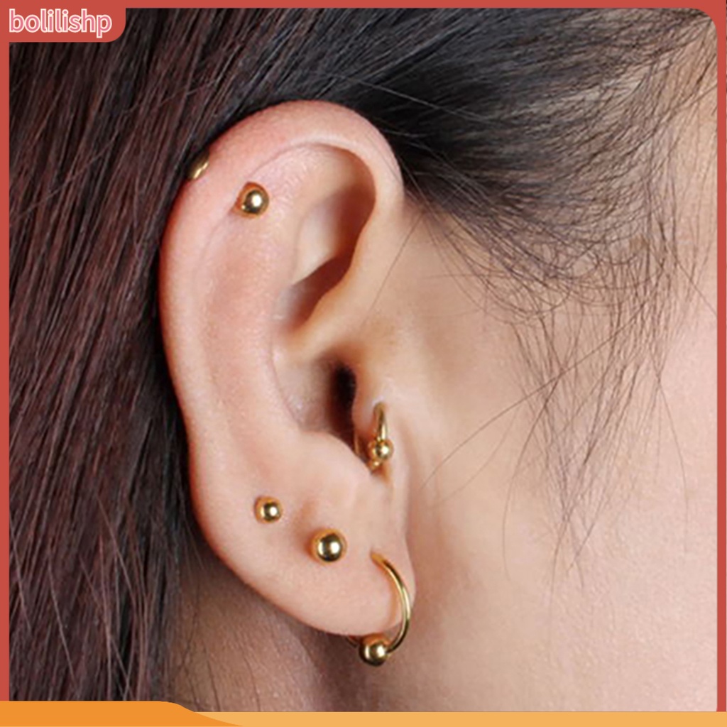 &lt;Bolilishp&gt; Anting Stud Bentuk Barbell Bahan Titanium Steel Untuk Wanita