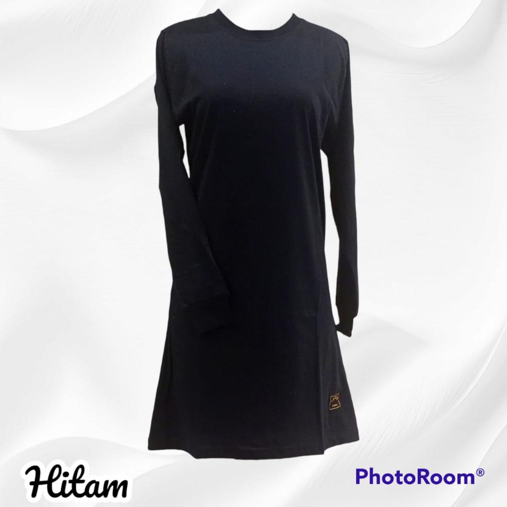 TERMURAH KAOS POLOS S-XXXL Kaos Polos Oblong Tunik Muslimah Hitam Syari/Seragam Olahara/Senam/Outbon
