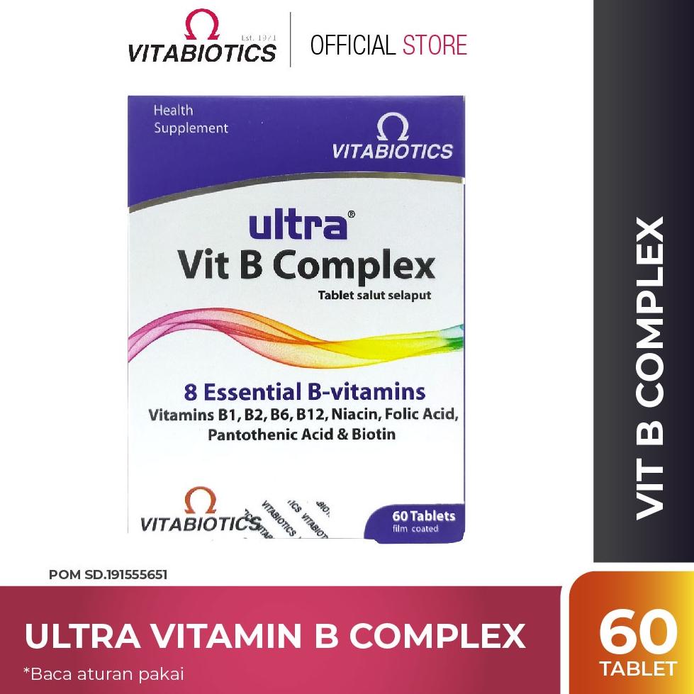 7.7 Vitabiotics Ultra Vitamin B Complex 1 Box @60 Tablet B1, B2, B6, B12, Niacin, Folic Acid, Pantot