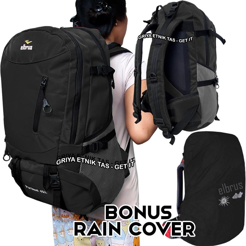 Ready Tas Ransel Pria Laptop Elbrus Portland 40 Liter - Tas Punggung Pria Gratis Jas Hujan - Backpac