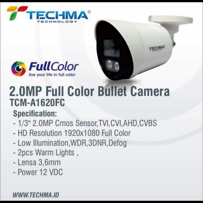HOT SALE CAMERA CCTV 2MP TECHMA 2MP FULL COLOR OUTDOOR TCM-A1620FC TERLARIS