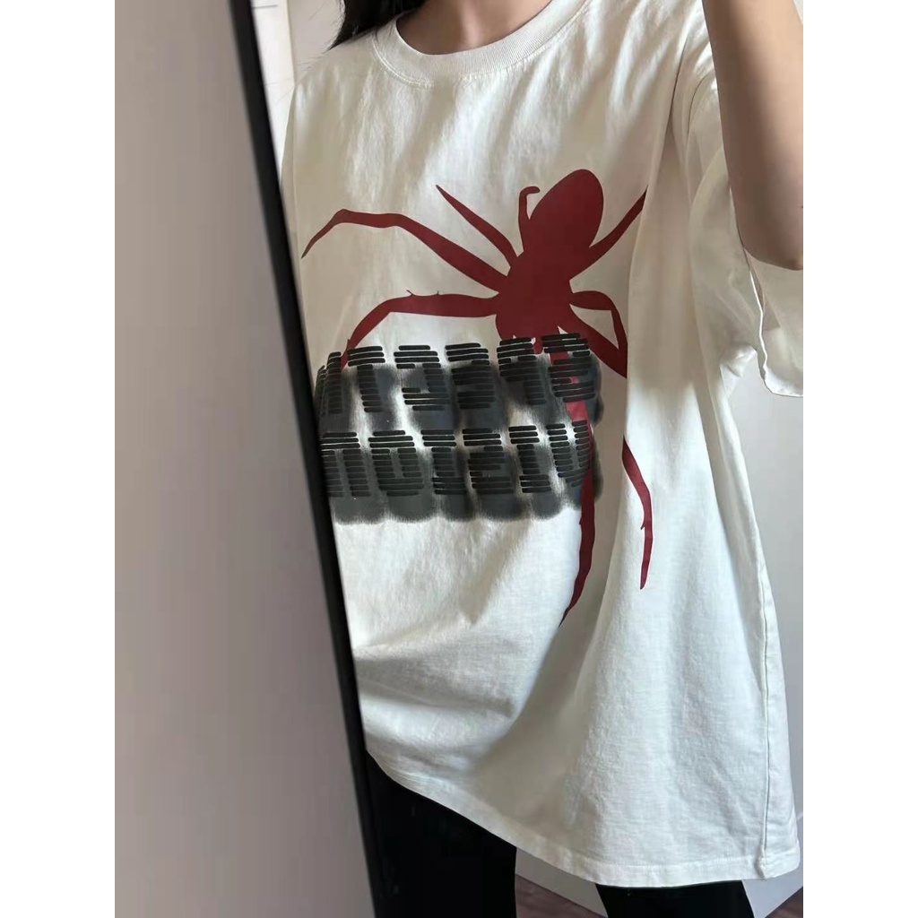 Red Versi Korea dari T-shirt Siswa Musim Panas Baru Lengan Pendek Wanita 100% Katun High Street Rasa Desain Niche Dicetak Atasan Leher Bulat