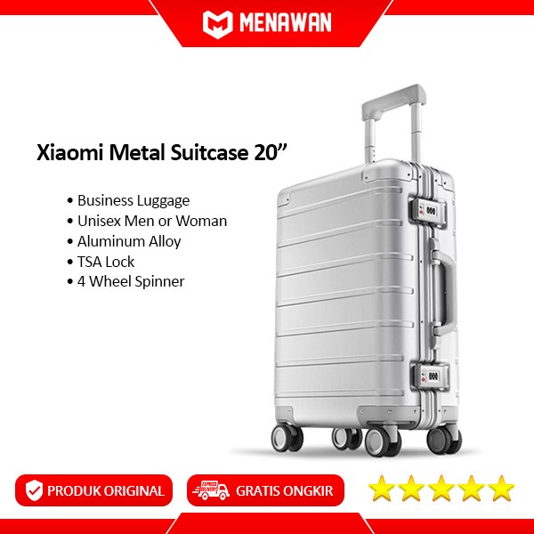 Xiaomi 90Fun Metal Business Travel Suitcase Koper Premium Original