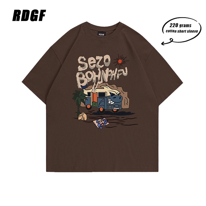 RDGF Oversized T-shirt Kaos retro Amerika bohnohfu kaos trendi mobil kartun/A0501