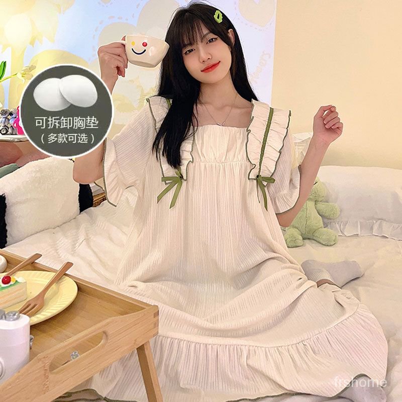 Piyama Prancis baju tidur wanita gaun tidur longgar gaya putri renda gadis-gadis lucu asrama siswa a
