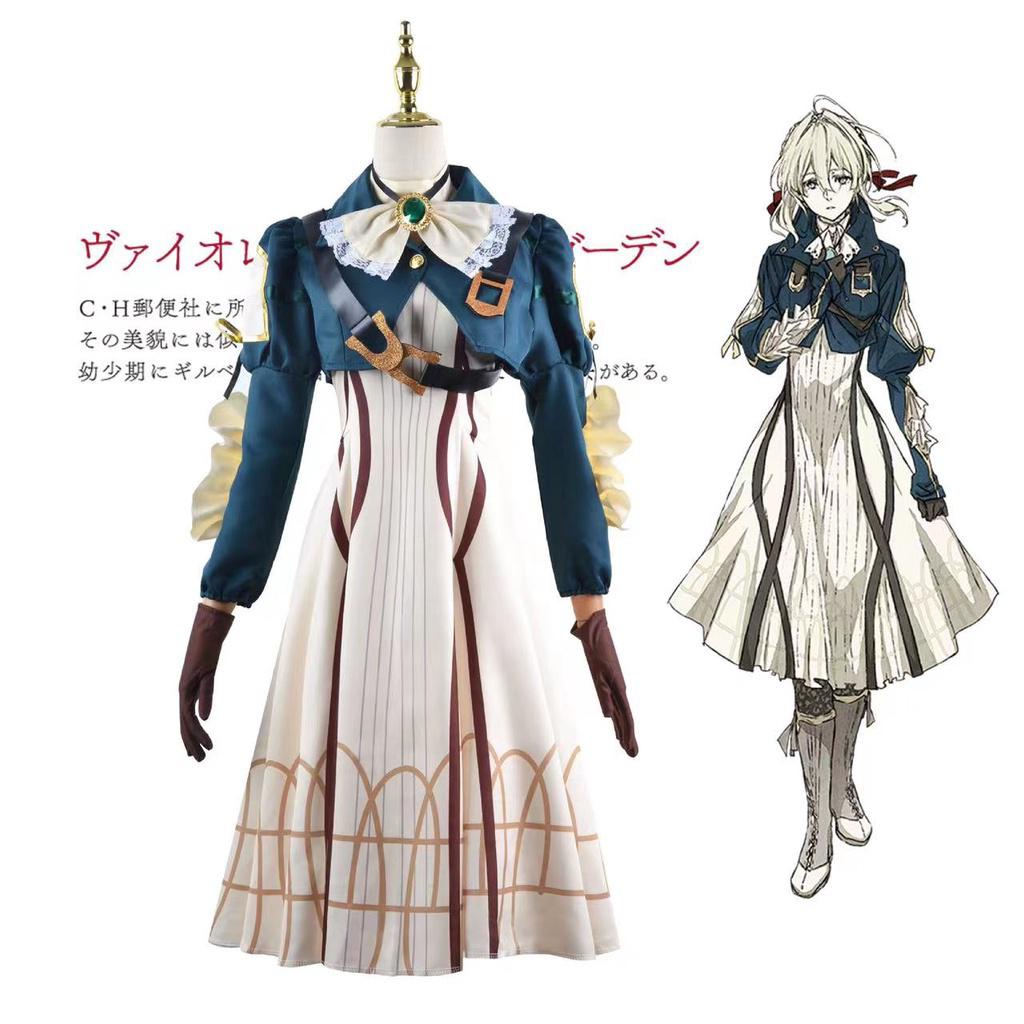 Anime Violet Evergarden Cosplay Violet Evergarden Costume Wig Set Women Japanese Costume Dress