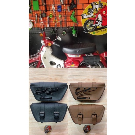(X♫QZ✔) Tas samping motor honda 70 c70 bekjul sepeda xsr japstyle custom vintage tempat jas hujan mo