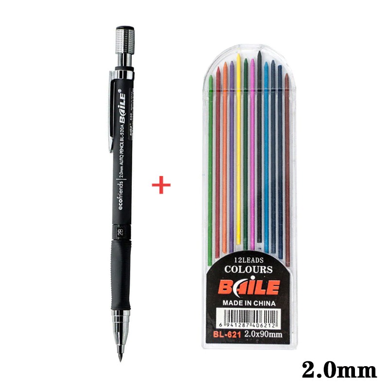 Gs8 BAILE Pensil Mekanik Mechanical Pencil 2B 2mm 12 Isi - BL-621 - Multi-Color Or-i