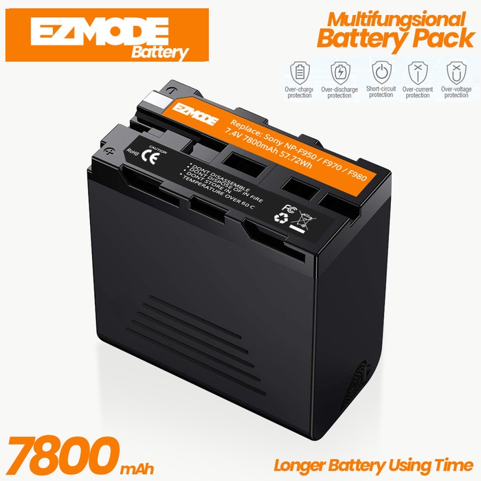 EZMODE Battery NP-F980 with LCD Support Powerbank - 7800mAh