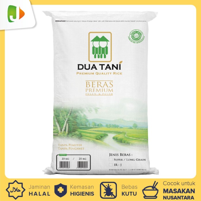 

Beras Premium Super Platinum Dua Tani 20kg HALAL-Pasti Pulen