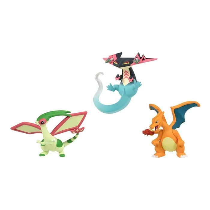 PROMO POKEMON MONCOLLE BATTLE SET FIGURE - DRAGAPULT, CHARIZARD & FLYGON TERLARIS