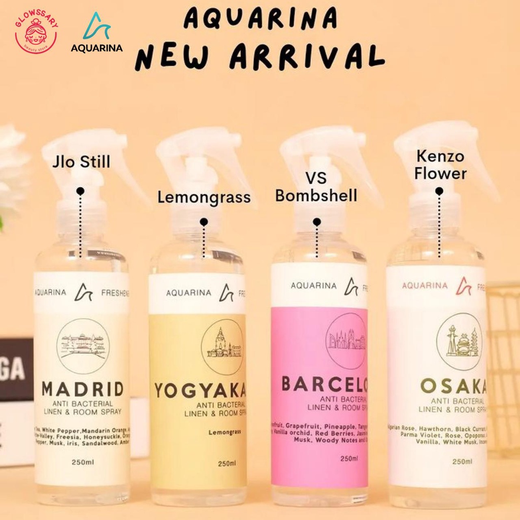 Aquarina Linen And Bed Room Spray Semprotan Pewangi Pengharum Pengaharum Pengarum Penharum Baju Paka