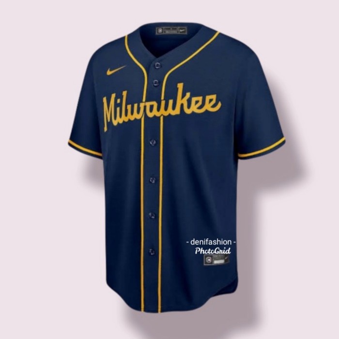 Sporty Jersey Mlb Nike Baseball Authentic Milwauke Brewers Baju Bisbol Ori